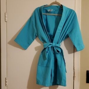 Chakir turkish linen turquoise waffle robe S/M